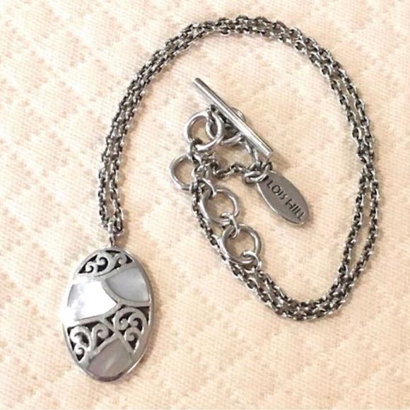 LOIS HILL Mother of Pearl Sterling Silver Cut Out Cuff Bracelet Thin Vintage - Picture 14 of 17